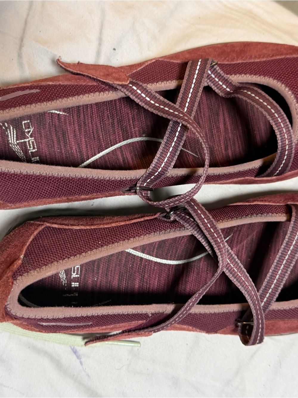Dansko Burgundy Mary Jane Flats with Cross Straps